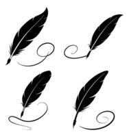 Quill Pen Illustrations with Swirls for Writing and Design Projects vector