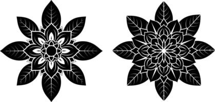 Two abstract flower shapes with leaves in format for pattern design vector