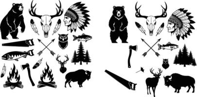Wildlife and Native American Elements for Vintage Design Projects vector