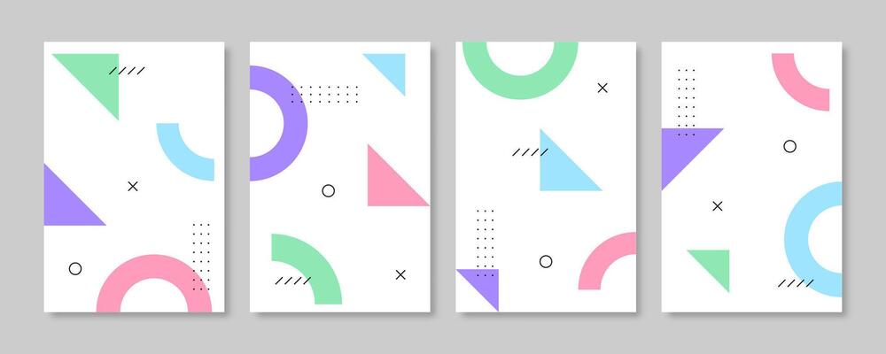 Collection of memphis style geometric cover template