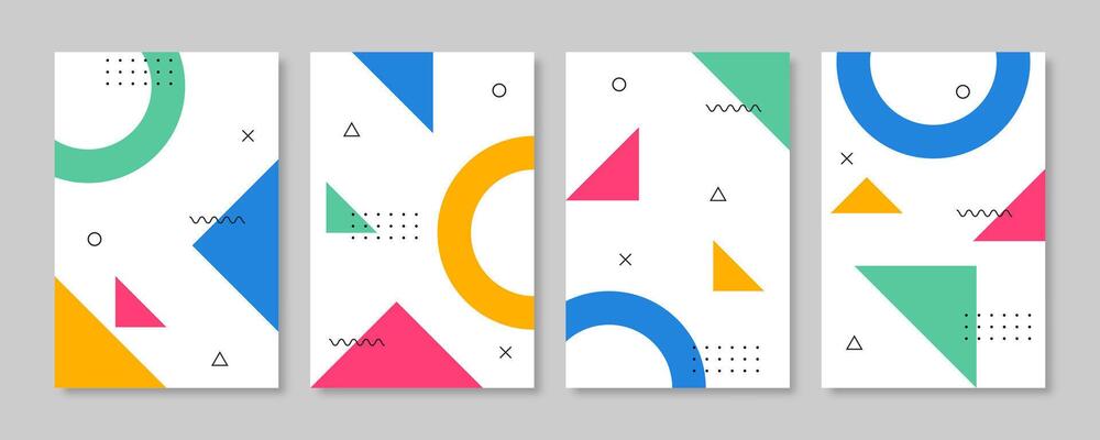 Collection of memphis style geometric cover