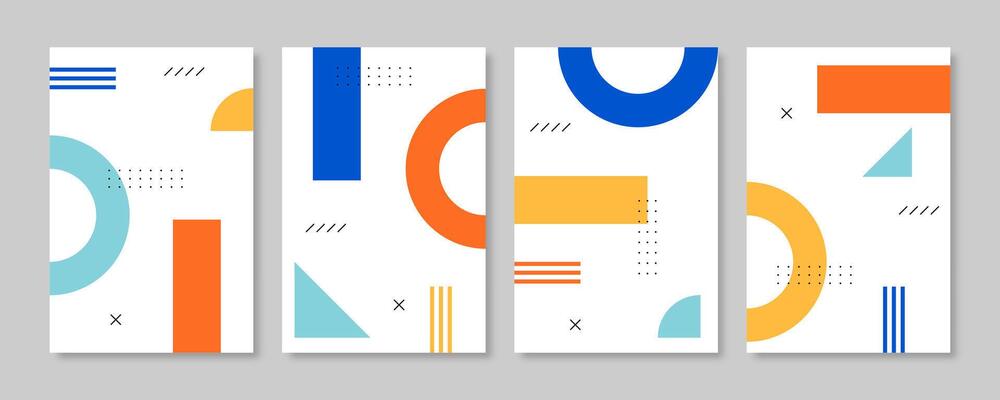 Collection of memphis style geometric for book cover