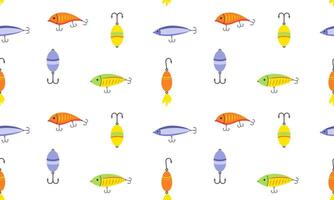 Colorful fishing lures and bobbers pattern vector