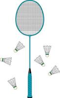 illustration of a badminton racket surrounded by shuttlecocks on a transparent background. Ideal for sports-themed designs, training materials, or promotional content. Clean, minimal. vector