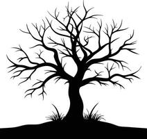 Silhouette of a Leafless Tree Winter Branches and Barren Landscape Illustration vector