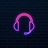 icon,helpdesk in flat style. Headphone illustration. neon style. chat operator business concept vector