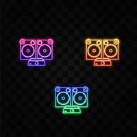 3d music speaker in plastic cartoon style.neon style.sound box. vector