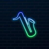 Saxophone musical instrument sketch style. neon style. Silhouette saxophone icon. vector