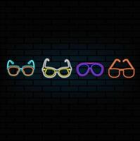 neon style.Set of glasses. hand-drawn. hipster style element design concept vector