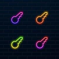 House key silhouette icon set. neon style.Line wrench icon. Slim line design. icon. vector