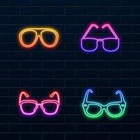 Glasses illustration set. neon style. hand-drawn. hipster style element design concept vector
