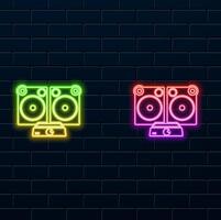 icon, Studio music monitor speakers.neon style.sound box. vector