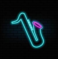 neon style.Saxophone musical instrument sketch style. Silhouette saxophone icon. vector