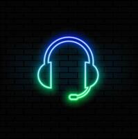 neon style.helpdesk in flat style. Headphone illustration. chat operator business concept vector