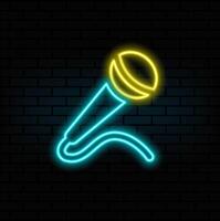 neon style. microphone icon symbol. neon style. vector
