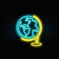 neon style.Futuristic Globalization Interface Science and technology abstract graphics.Globe icon . world map, planet Earth. vector