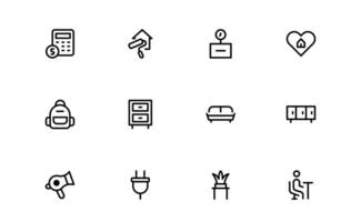 Professional Home Decor and Interior Design Icon Pack. Scaleable Perfect Icons for Living Spaces, Decoration, and Home Styling vector