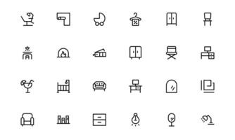 Professional Home Decor and Interior Design Icon Pack. Minimal Perfect Icons for Living Spaces, Decoration, and Home Styling vector