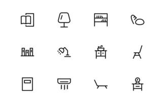Professional Home Decor and Interior Design Icon bundle Pack. Perfect Icons for Living Spaces, Decoration, and Home Styling vector