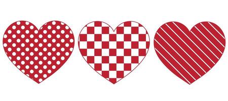 Three Decorative Hearts with Different Patterns vector