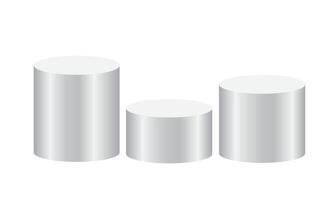 Three elegant white cylinder podium display vector