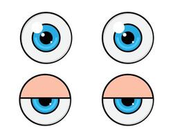 Set of Cartoon Eyes Open and Closed with Blue Iris vector