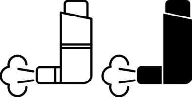 Inhaler Icons. Black and White Illustrations. Medical Device For Introducing Medicines Into The Respiratory Tract. Nebulizer. Lung Disease Concept vector