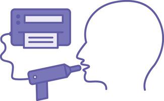 Colored Spirometry Icon. Illustration. Method Of Studying The Lungs And Bronchi. Human Head And Medical Device. Lung Disease Concept vector