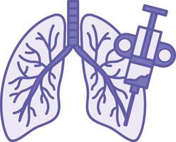 Colored Biopsy Lung Icon. Illustration. Taking a Tissue Sample from the Lung for Research. Taking Tissue with Thoracoscope. Lung Disease and Medicine Concept vector