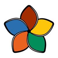 Colorful Five-Petal Abstract Flower Illustration. A vibrant and stylized illustration of a five-petal flower with a bold black outline. vector
