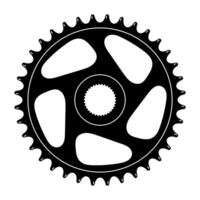 Black Bicycle Chainring Illustration. This high quality illustration features a detailed black bicycle chainring viewed from the front. vector