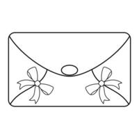 Elegant Gift Envelope with Decorative Bows Illustration. A refined rectangular envelope drawing with uniform stroke weight and softly rounded corners. vector