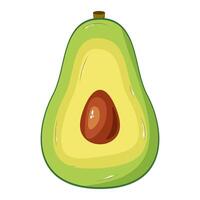 Cartoon Avocado Half with Pit Illustration. This vibrant illustration features a stylized cartoon representation of a halved avocado. vector