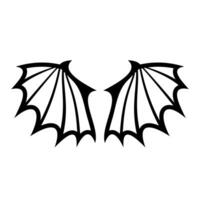 Black Silhouette of Bat Wings Illustration. This is a black illustration of a symmetrical pair of bat wings. The wings are spread open and mirror each other. vector