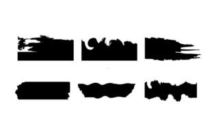 A versatile collection of black grunge brush strokes featuring torn edges, dynamic waves, sharp scratches, bold paint textures, smooth wavy lines, and irregular smudges vector