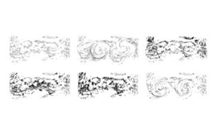 Minimal Abstract Black Ink Swirls, Explosive Splatters, Grunge Textures on White Background ,Fluid, Dynamic, and Distressed Design Set vector