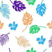 Tropical Leaf Seamless Pattern on a White background. vector