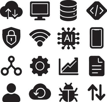 Minimal Tech and Data Icons vector