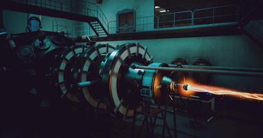 CGI Advanced machinery generates energy with vibrant plasma in research lab video