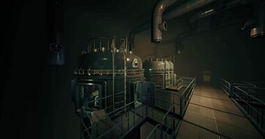 CGI Complex industrial interior featuring large tanks and intricate piping systems video