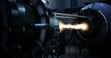 CGI Rocket propulsion system in a laboratory during an engineering experiment video