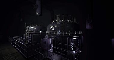 CGI Industrial facility featuring large storage tanks and shadowy atmosphere video