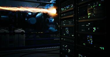 CGI Advanced technology in a high tech data center during a system upgrade video