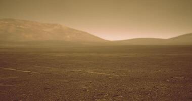 CGI Exploring the unique terrain and atmosphere of Mars during dusk video