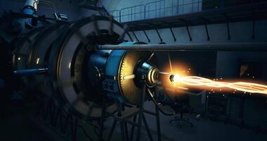 CGI Advanced propulsion engine in a research facility during an experimental phase video