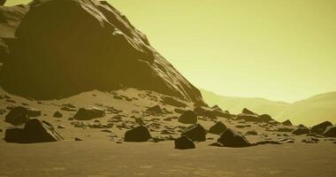 CGI Surface features and rocky terrain on Mars during daylight hours video