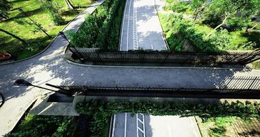 CGI View of a park entrance with natural surroundings and winding pathways video