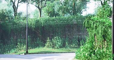 CGI Nature meets architecture along a winding road in a serene urban setting video