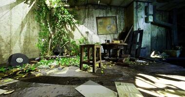 CGI Abandoned room filled with plants and decay in a forgotten location video