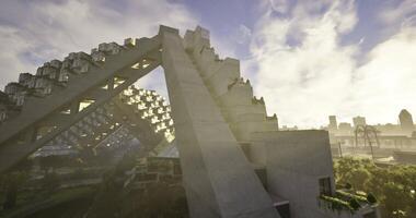CGI Innovative architectural design features modern structures in urban setting video